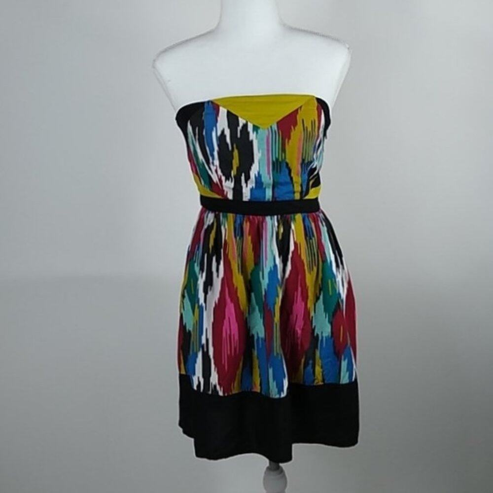 Silence + Noise Abstract Print Strapless Dress Size Small